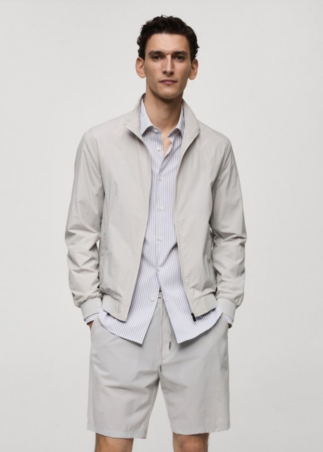 Mango Chaqueta bomber water repellent - Gris hielo