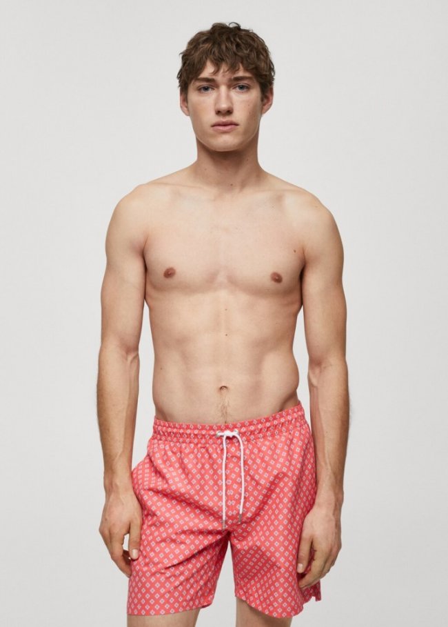 Mango Bañador cordón estampado - Rojo coral