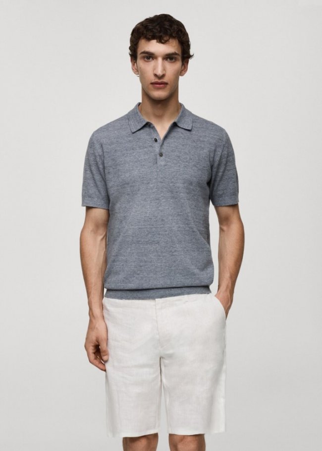 Mango Polo punto manga corta - Azul indigo