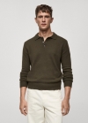 Mango Jersey lana cuello polo - Khaki