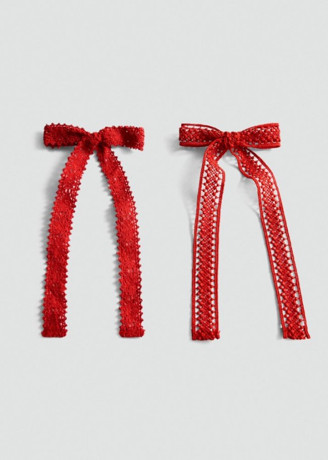 Mango Pack 2 pasadores lazo crochet - Rojo