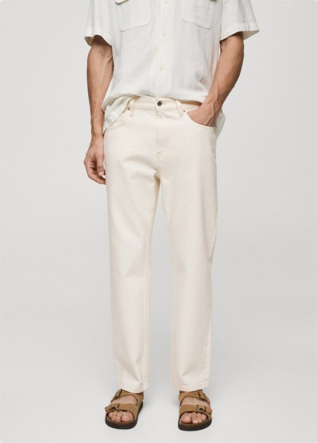 Mango Jeans algodón relaxed fit - Vainilla