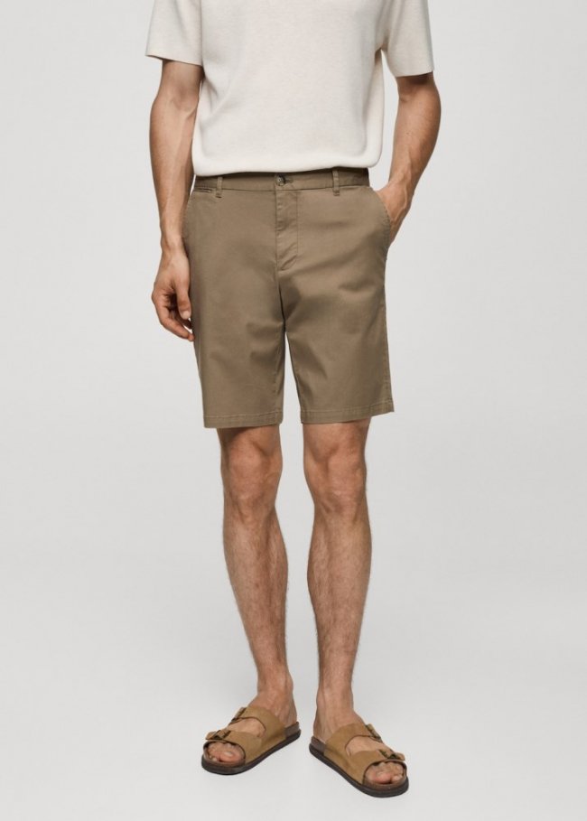 Mango Bermudas slim fit chino algodón - Marrón tabaco