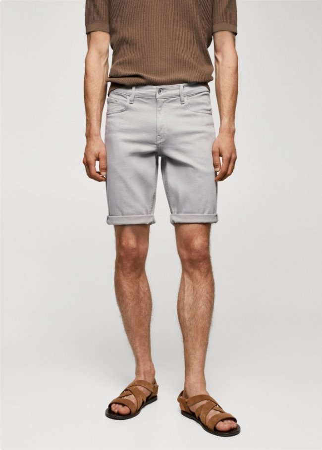 Mango Bermudas vaqueras slim fit - Gris claro vigoré