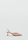 Mango Zapato tacón mesh brillos - Nude
