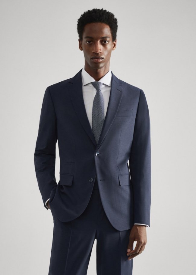 Mango Americana traje lana slim fit - Azul tinta