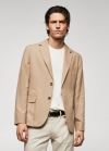 Mango Americana slim fit algodón estructura - Beige