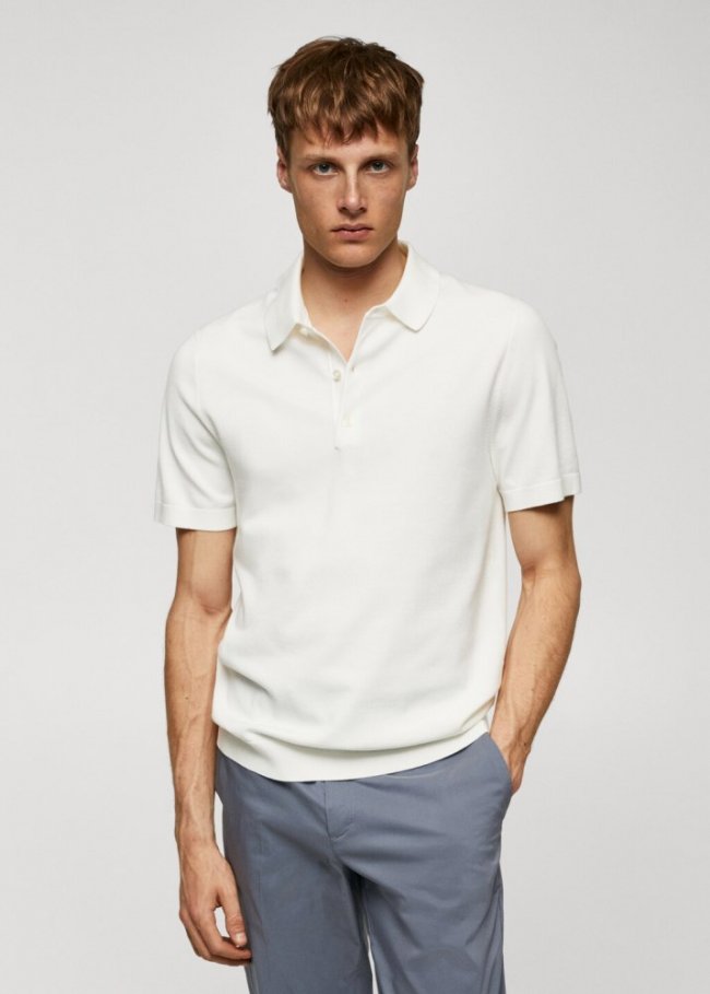 Mango Polo punto fino - Blanco roto