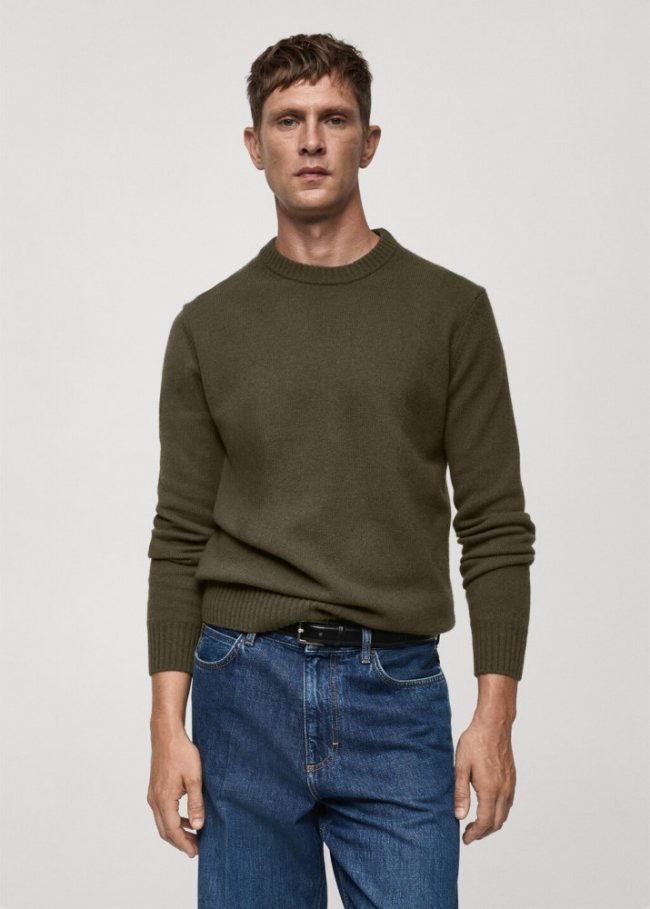 Mango Jersey punto mezcla de lana - Khaki