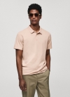 Mango Polo slim fit algodón piqué textura - Rosa pastel