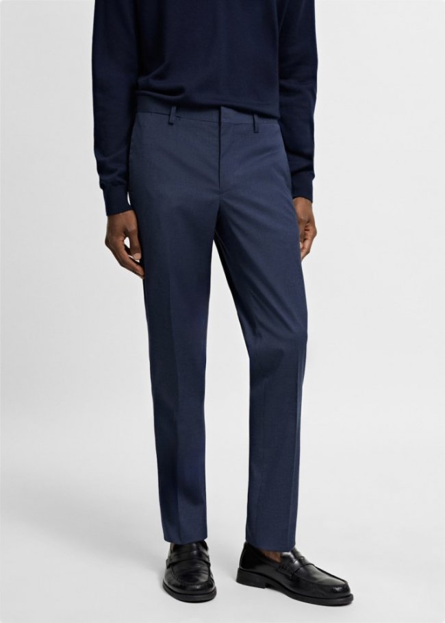 Mango Pantalón traje estampado super slim fit - Azul tinta