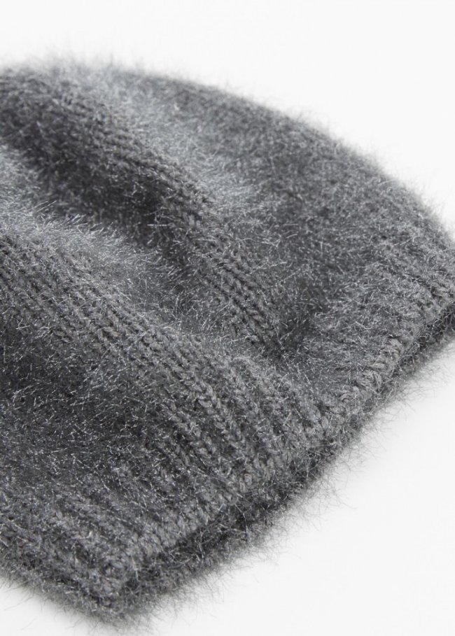 Mango Boina efecto pelo - Gris