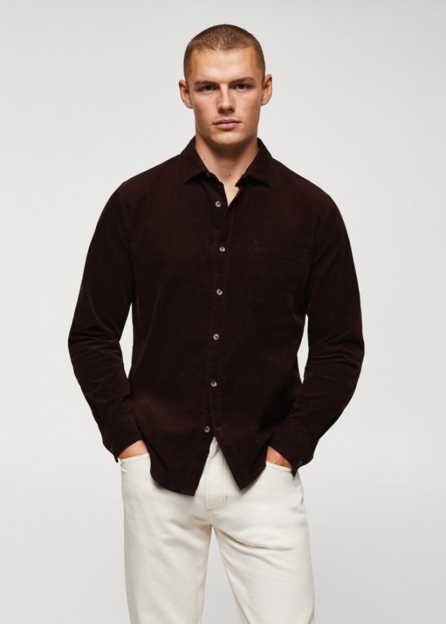 Mango Camisa regular fit micropana - Burdeos