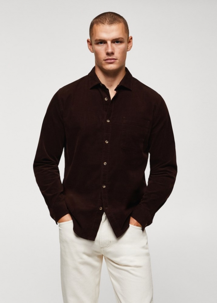 Mango Camisa regular fit micropana - Burdeos