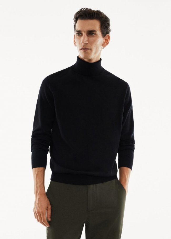 Mango Jersey 100% lana merino cuello alto - Negro