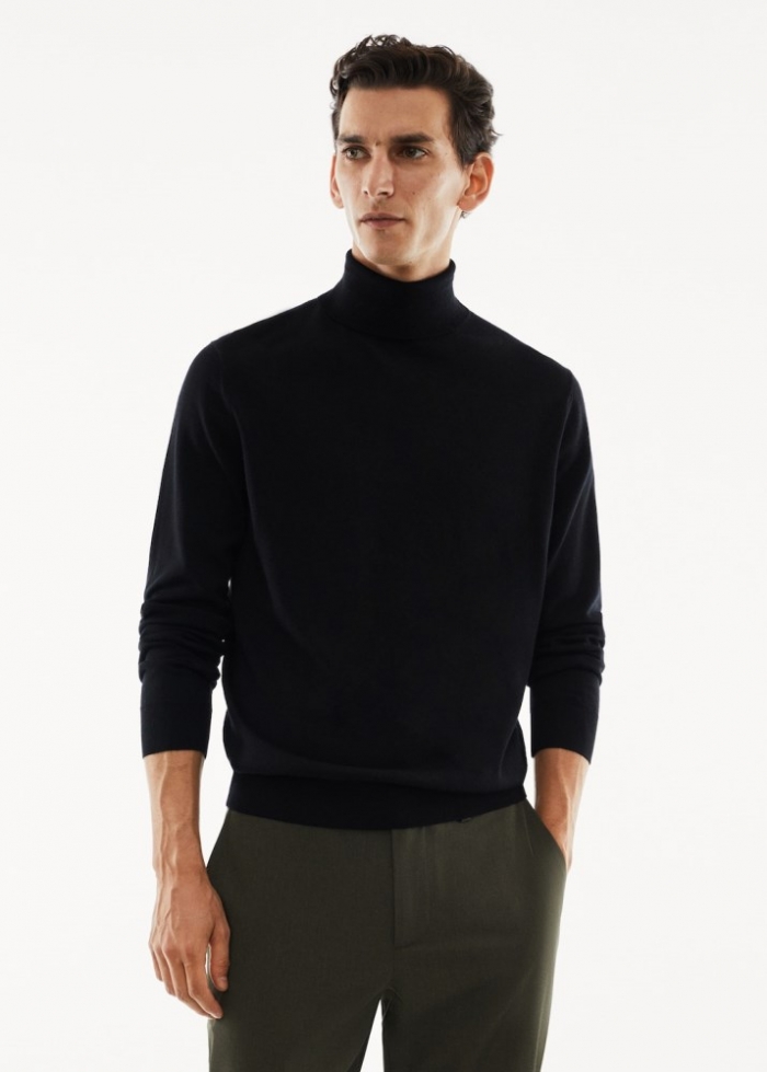 Mango Jersey 100% lana merino cuello alto - Negro