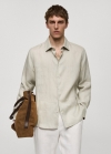 Mango Camisa regular fit 100% lino - Verde agua