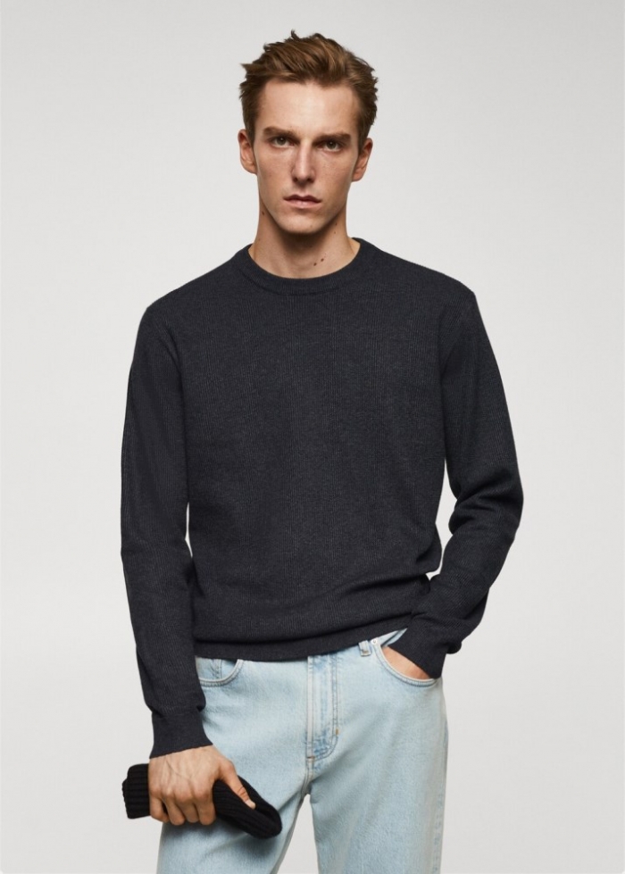 Mango Jersey algodón estructura - Gris oscuro vigoré