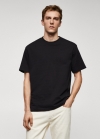 Mango Camiseta básica 100% algodón relaxed fit - Negro