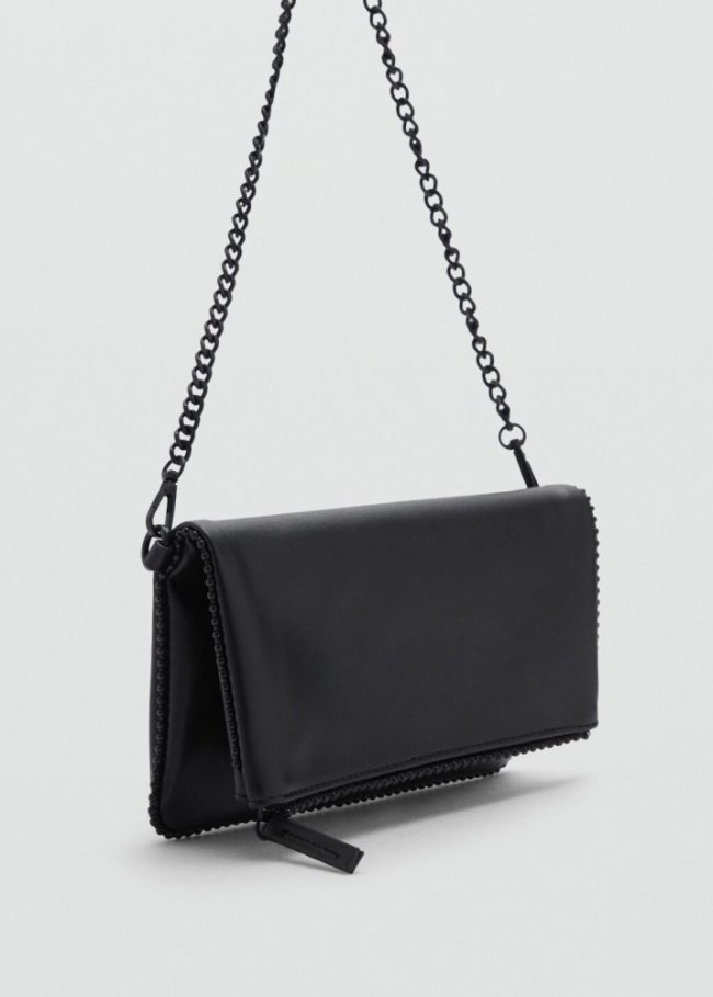 Mango Bolso cruzado cadena - Negro