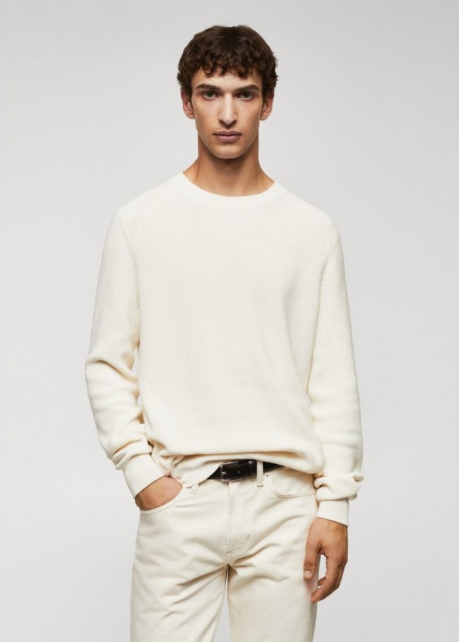 Mango Jersey básico algodón - Blanco roto