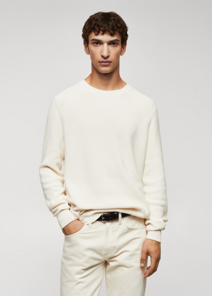 Mango Jersey básico algodón - Blanco roto