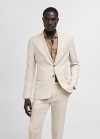 Mango Americana traje slim fit 100% lino - Beige