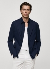 Mango Americana slim fit algodón estructura - Azul marino oscuro