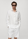 Mango Camisa classic fit 100% lino - Blanco
