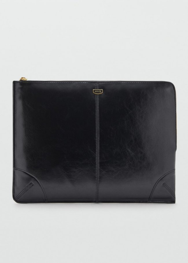 Mango Funda portátil detalle costuras - Negro