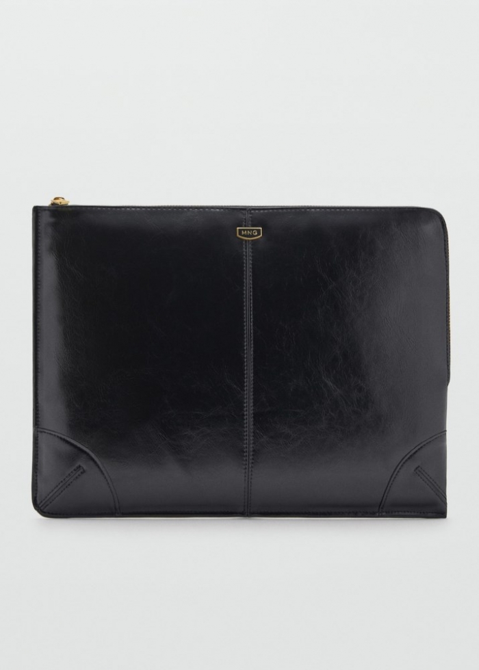 Mango Funda portátil detalle costuras - Negro