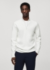 Mango Jersey cuello perkins cremallera - Blanco