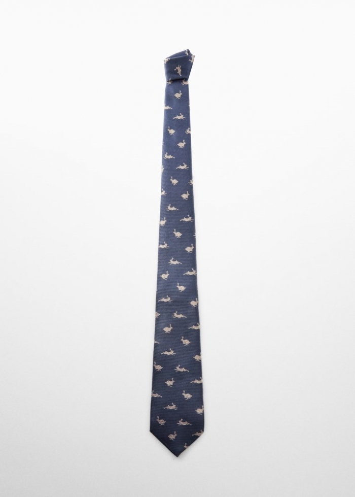 Mango Corbata estampado animales - Azul marino oscuro
