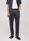 Mango Pantalón 100% lino slim fit - Azul noche