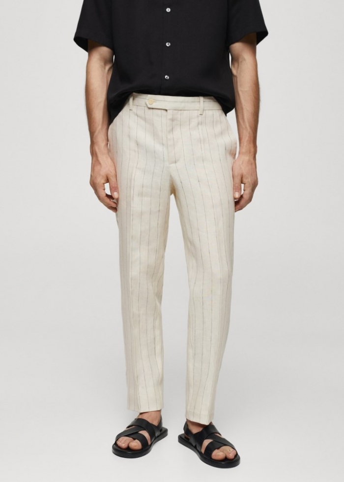 Mango Pantalón slim fit rayas diplomáticas - Blanco roto