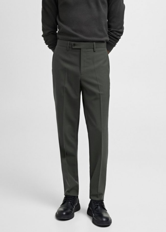 Mango Pantalón traje slim fit lana - Verde
