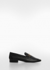 Mango Mocasín piel detalle metálico - Negro