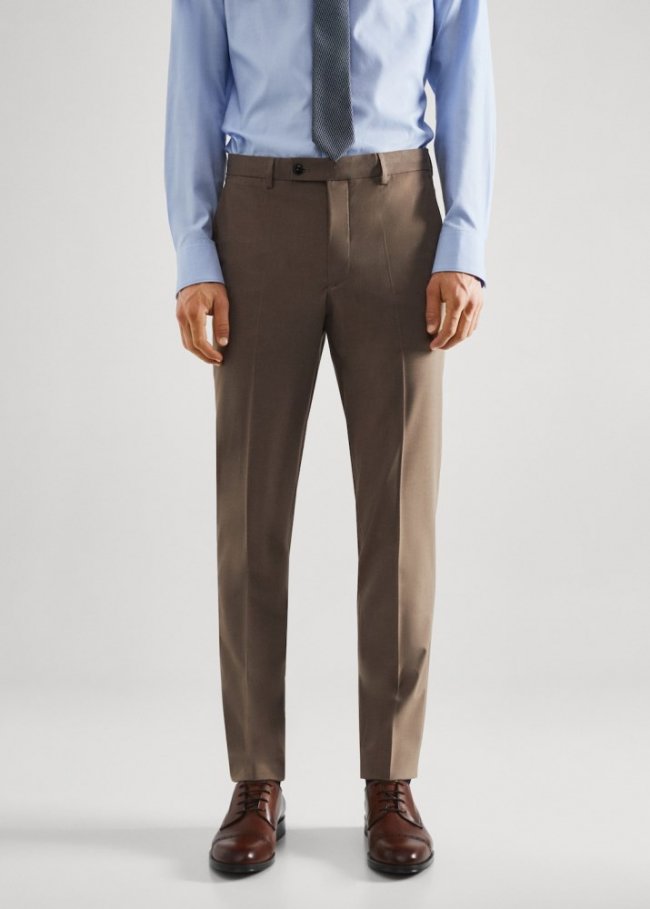 Mango Pantalón traje slim fit tejido comfort stretch - Marrón