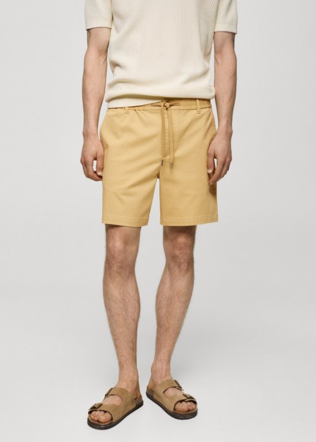 Mango Bermudas algodón cordón - Mostaza