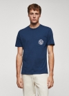 Mango Camiseta logo 100% algodón - Azul indigo