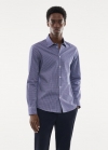 Mango Camisa micro cuadro tejido stretch - Azul marino