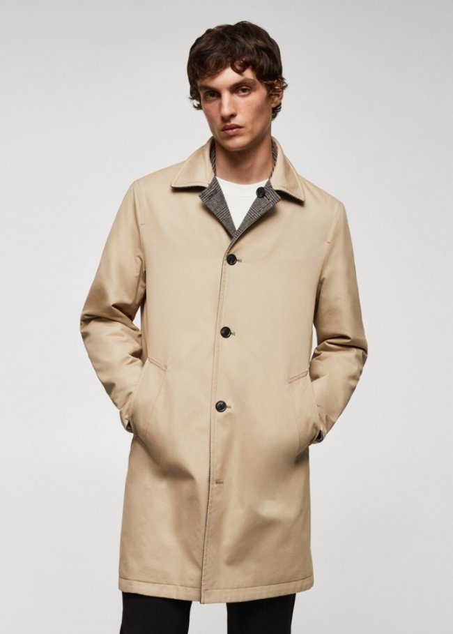 Mango Trench reversible lana reciclada - Gris