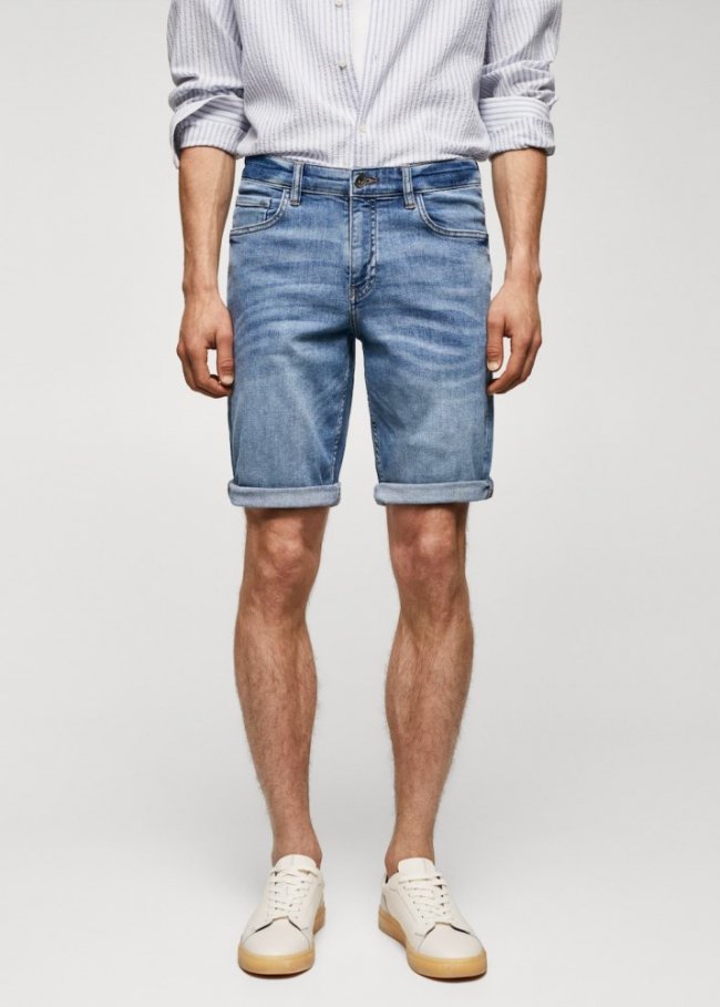 Mango Bermudas vaqueras slim fit - Azul medio