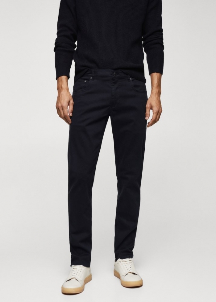 Mango Pantalón slim fit algodón elástico - Azul marino
