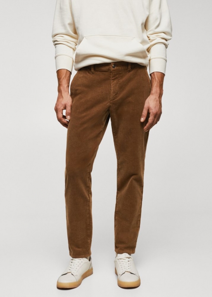 Mango Pantalón pana slim fit crop - Marrón medio