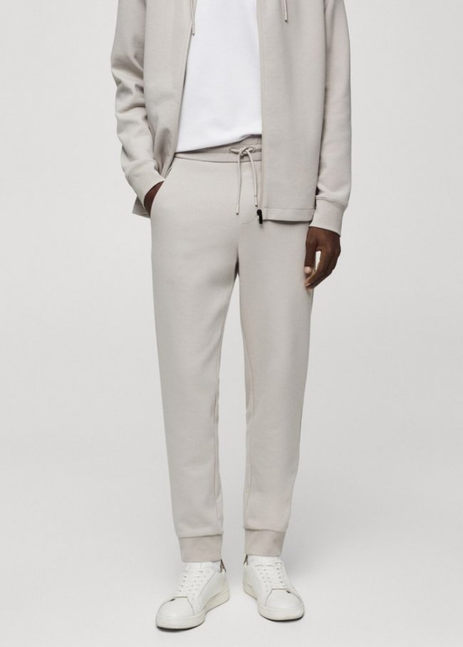 Mango Jogger cordón tejido técnico - Gris hielo