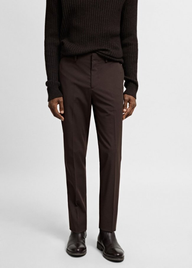 Mango Pantalón traje París super slim fit - Marrón