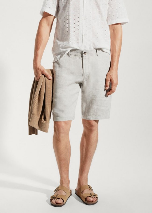 Mango Bermudas slim fit lino - Crudo