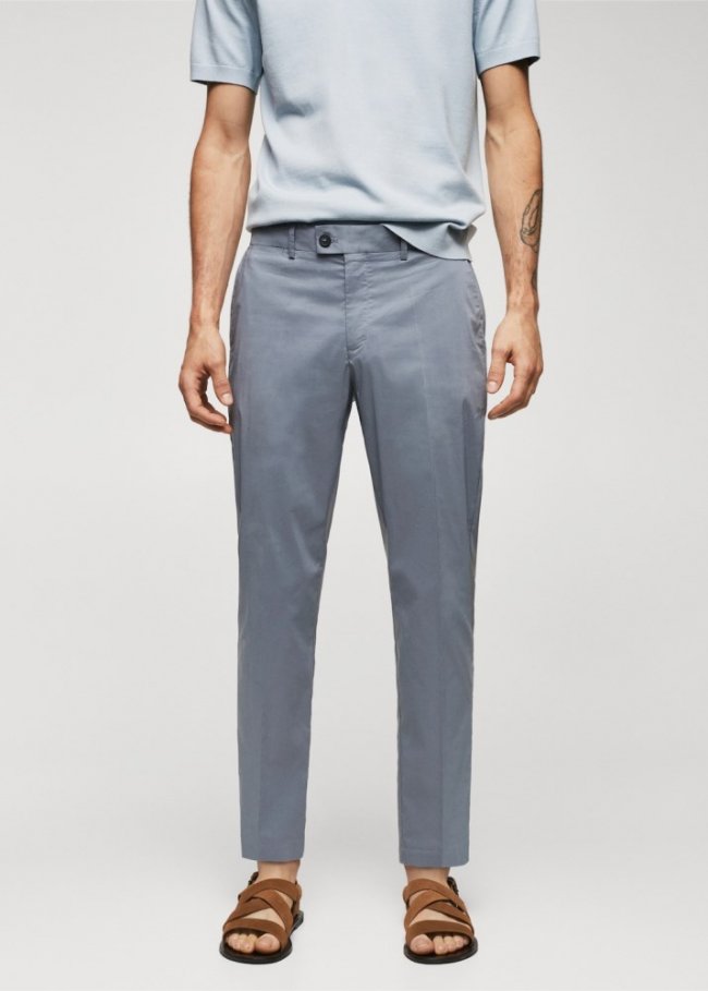 Mango Pantalón ligero de algodón - Azul indigo