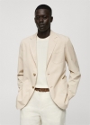 Mango Americana lino algodón efecto lavado - Beige